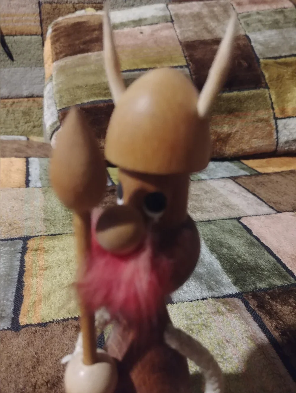 Vintage mid-century wooden Viking figurine